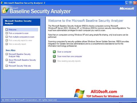 Captura de pantalla Microsoft Baseline Security Analyzer para Windows 10