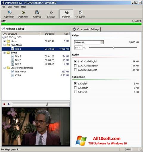 Captura de pantalla DVD Shrink para Windows 10