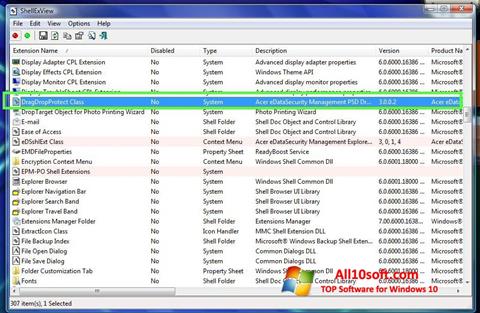 Captura de pantalla ShellExView para Windows 10