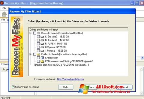 Captura de pantalla Recover My Files para Windows 10