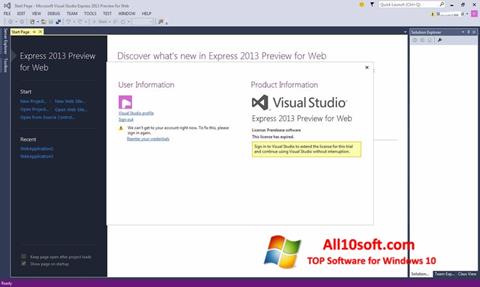 Captura de pantalla Microsoft Visual Studio para Windows 10
