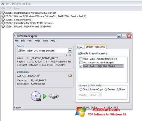 Captura de pantalla DVD Decrypter para Windows 10