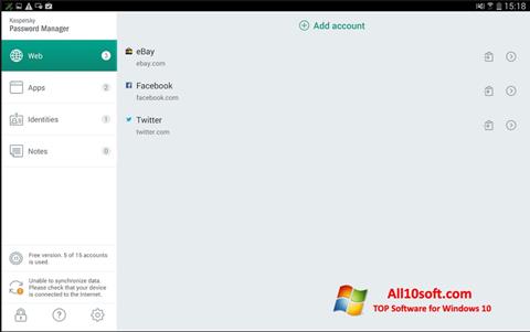 Captura de pantalla Kaspersky Password Manager para Windows 10