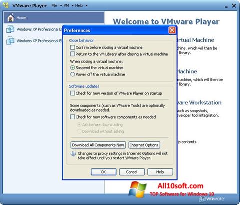 Captura de pantalla VMware Player para Windows 10