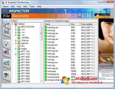 Captura de pantalla PC Inspector File Recovery para Windows 10