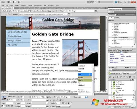 Captura de pantalla Adobe Dreamweaver para Windows 10