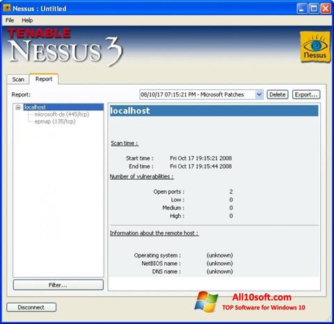 Captura de pantalla Nessus para Windows 10