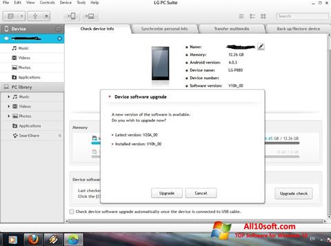 Captura de pantalla LG PC Suite para Windows 10