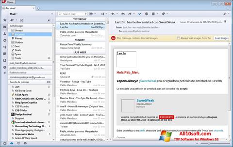 Captura de pantalla Opera Mail para Windows 10