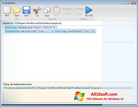 Captura de pantalla Small Basic para Windows 10