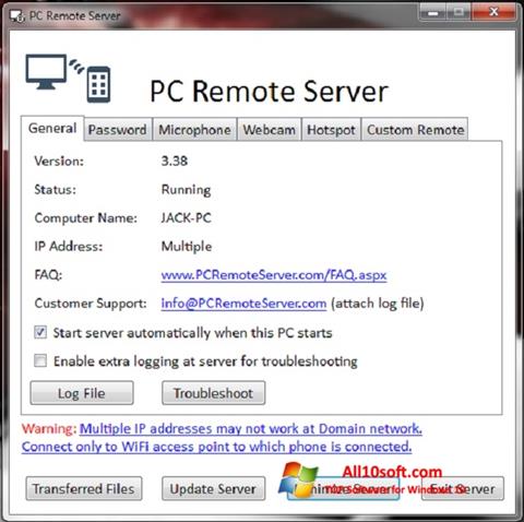 Captura de pantalla PC Remote Server para Windows 10