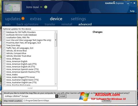 Captura de pantalla Garmin Express para Windows 10