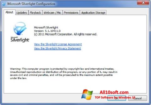 Captura de pantalla Microsoft Silverlight para Windows 10