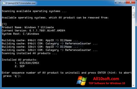 Captura de pantalla ESET Uninstaller para Windows 10