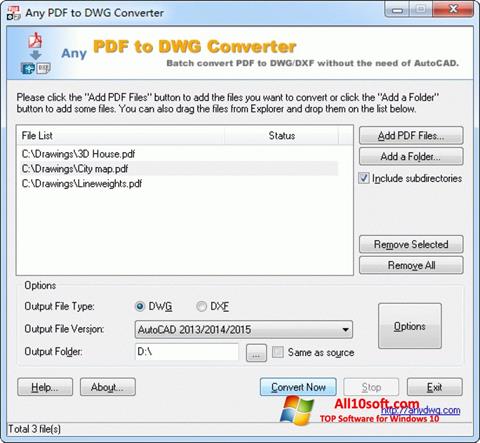 Captura de pantalla PDF to DWG Converter para Windows 10