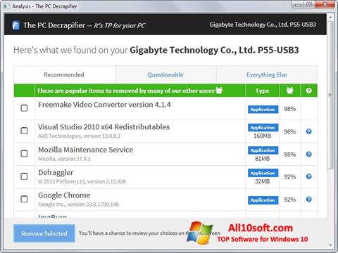 Captura de pantalla PC Decrapifier para Windows 10