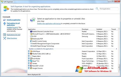 Captura de pantalla Soft Organizer para Windows 10