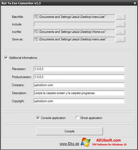 Captura de pantalla Bat To Exe Converter para Windows 10
