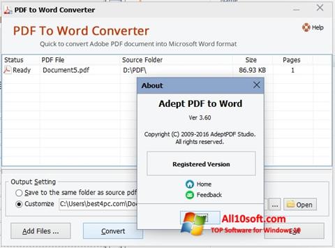 Captura de pantalla PDF to Word Converter para Windows 10
