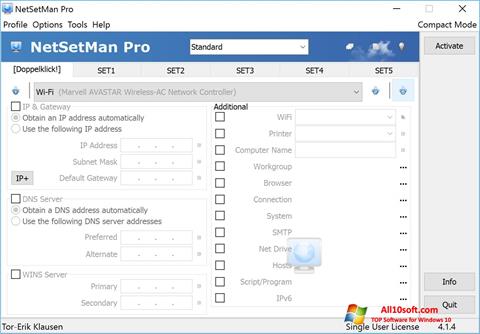 Captura de pantalla NetSetMan para Windows 10