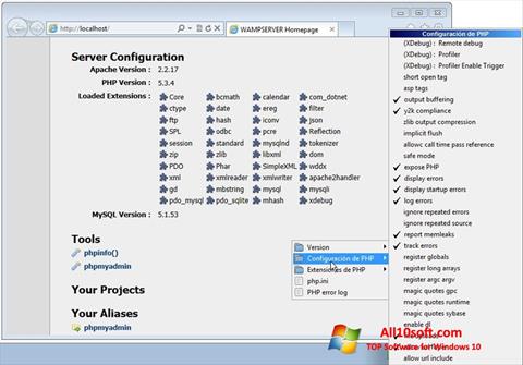 Captura de pantalla WampServer para Windows 10