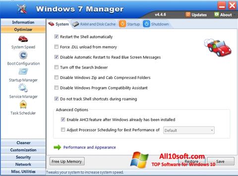 Captura de pantalla Windows 7 Manager para Windows 10