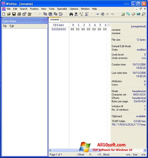 Captura de pantalla WinHex para Windows 10