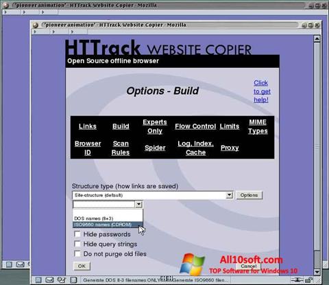 Captura de pantalla HTTrack Website Copier para Windows 10