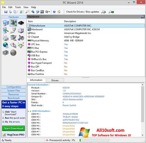 Captura de pantalla PC Wizard para Windows 10