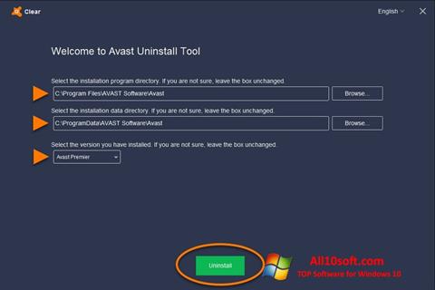Captura de pantalla Avast Uninstall Utility para Windows 10