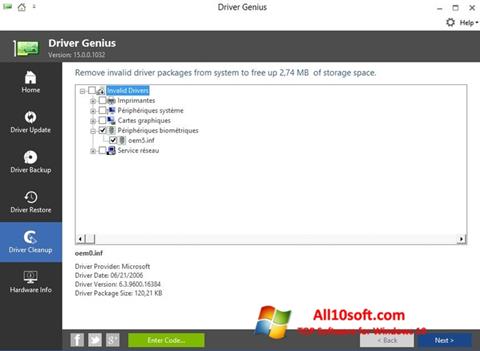 Captura de pantalla Driver Genius para Windows 10