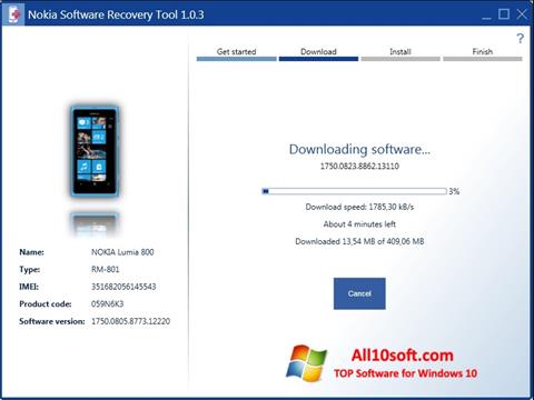 Captura de pantalla Nokia Software Recovery Tool para Windows 10