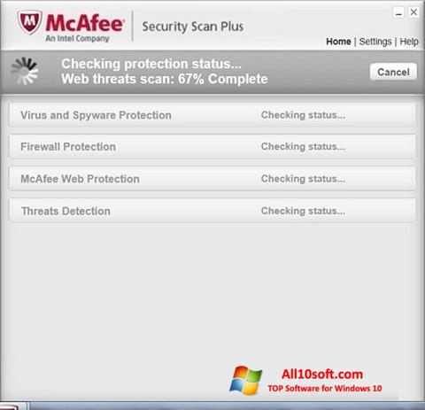 Captura de pantalla McAfee Security Scan Plus para Windows 10