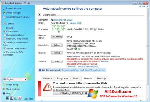 Captura de pantalla DriverPack Solution Lite para Windows 10