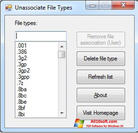 Captura de pantalla Unassociate File Types para Windows 10