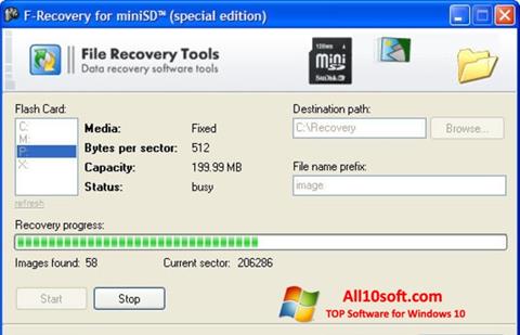 Captura de pantalla F-Recovery SD para Windows 10