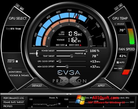 Captura de pantalla EVGA Precision X para Windows 10