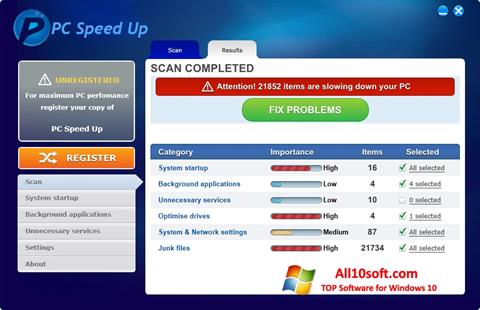 Captura de pantalla PC Speed Up para Windows 10