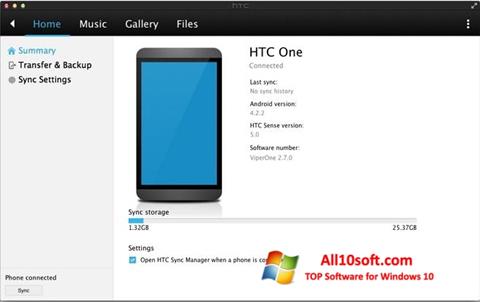 Captura de pantalla HTC Sync para Windows 10