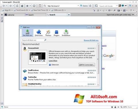Captura de pantalla Lunascape para Windows 10