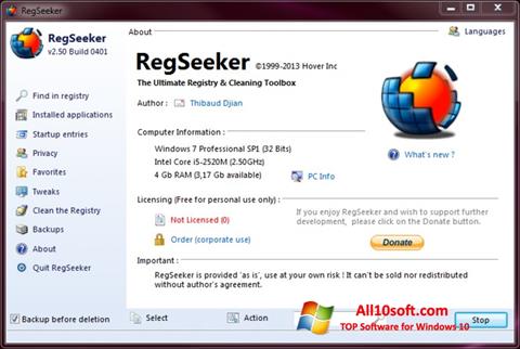 Captura de pantalla RegSeeker para Windows 10