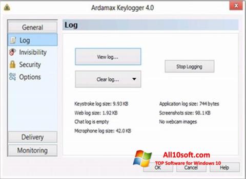 Captura de pantalla Ardamax Keylogger para Windows 10