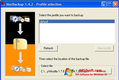 Captura de pantalla MozBackup para Windows 10