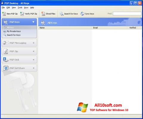 Captura de pantalla PGP Desktop para Windows 10