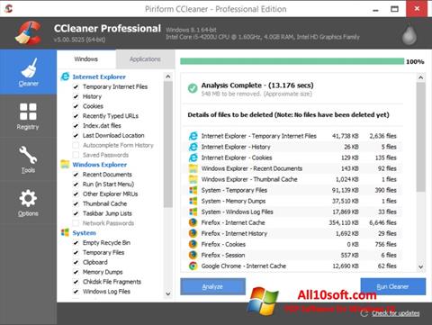 Captura de pantalla CCleaner para Windows 10