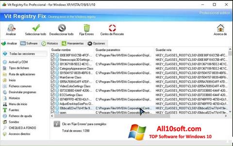Captura de pantalla Vit Registry Fix para Windows 10