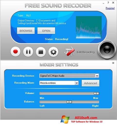 Captura de pantalla Free Sound Recorder para Windows 10
