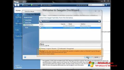 Captura de pantalla Seagate DiscWizard para Windows 10