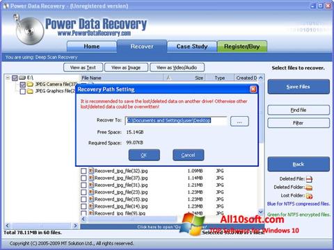 Captura de pantalla Power Data Recovery para Windows 10
