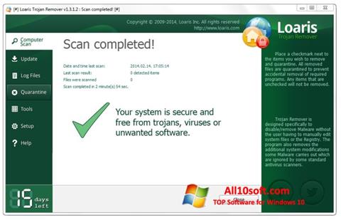 Captura de pantalla Trojan Remover para Windows 10